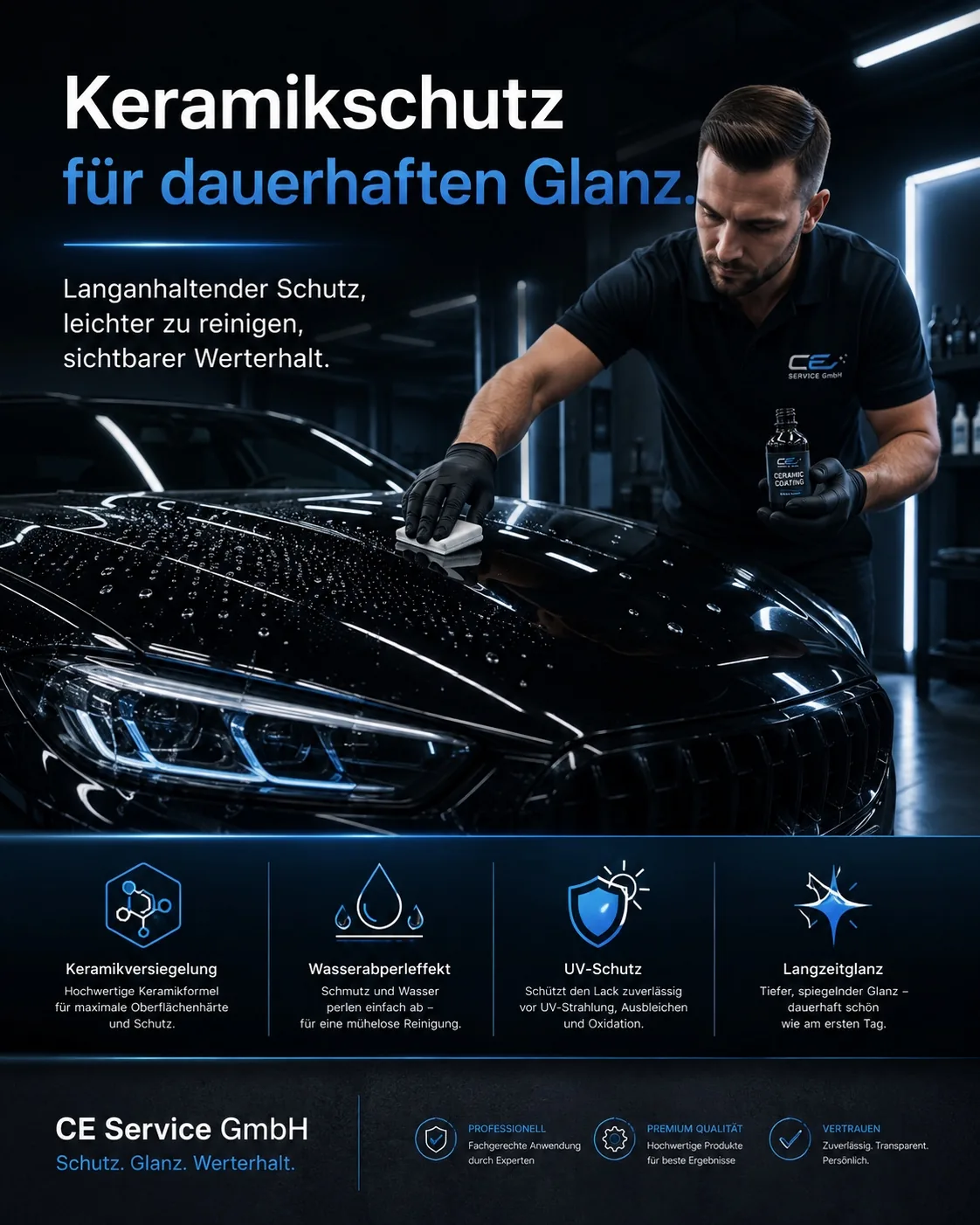 Mitarbeiter bei der professionellen Fahrzeugaufbereitung