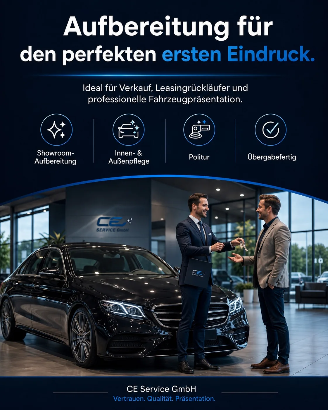 Verkaufsaufbereitung eines Fahrzeugs für ein Autohaus